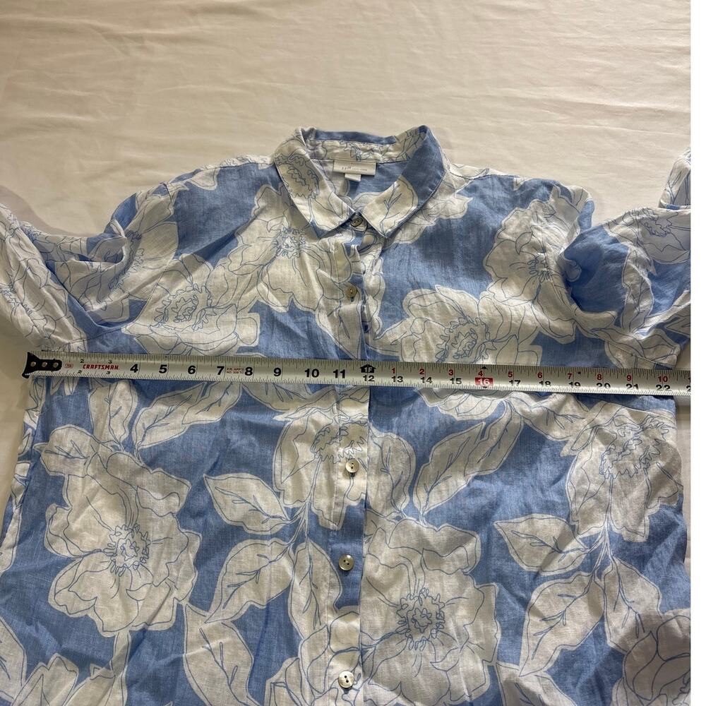 J.Jill Womens Large Everyday Linen Button-Front Shirt Floral Lagenlook Beachy - Picture 8 of 8